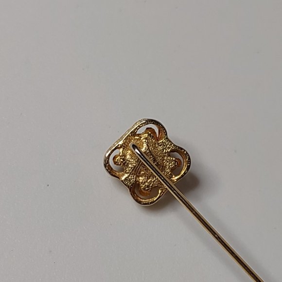 Gold Tone And Brown Cute Vintage Stick Pin - Picture 7 of 10